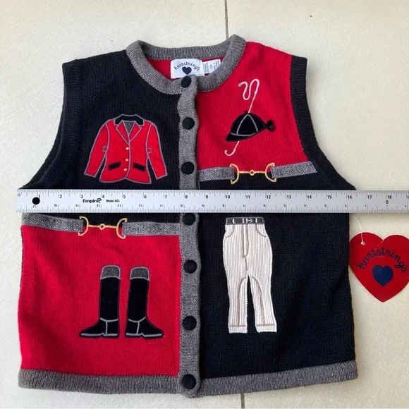 Hartstrings kids Girls/Boy Knit Cardigan Vest in Gray and Red Size 7/8 - Picture 4 of 5